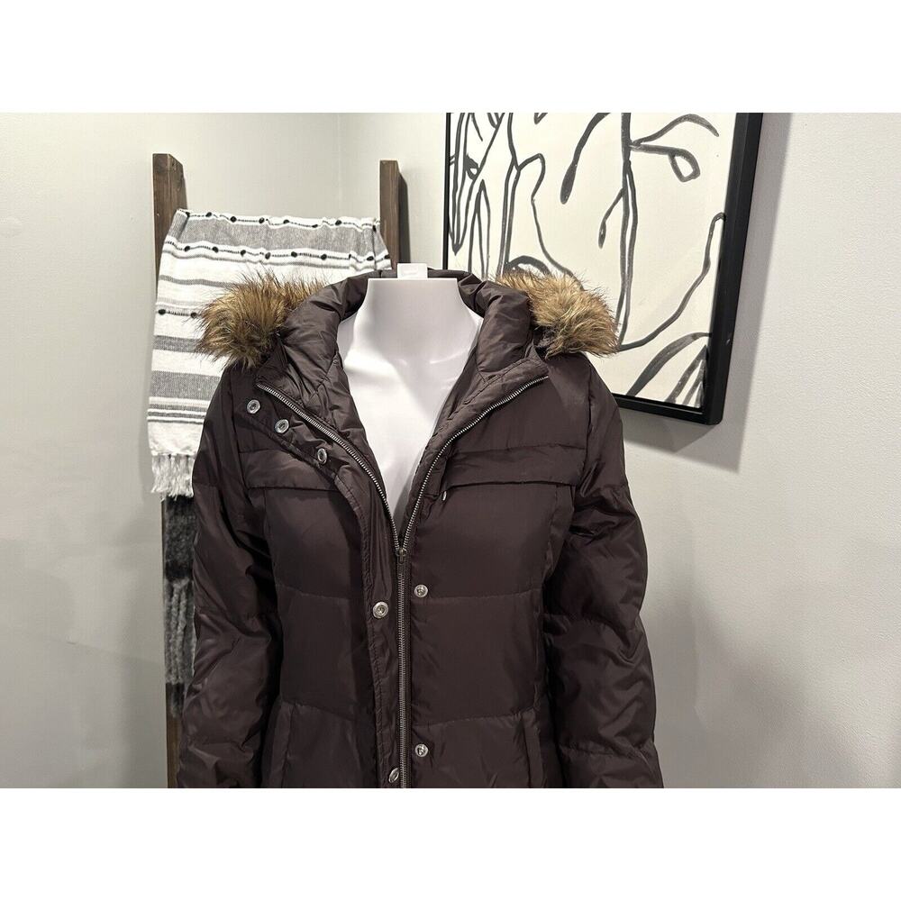 Michael Kors Women’s M Down Puffer Parka Winter Coat Hood With Fur Trim Brown - Picture 7 of 16